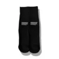 Black mid tube socks with letter print, Japanese workwear style thick knit casual socks. - One Size / Black