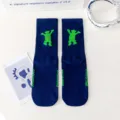 Stylish dark blue streetwear socks with green dancing bear pattern for men and women style - 36-43 / WE Bear (Navy Blue)