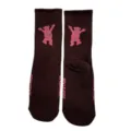 Trendy dancing bear casual couple long socks, stylish streetwear brown cotton crew socks. - 36-43 / WE Bear (Brown and Pink)