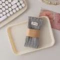 Grey ribbed ruffled crew socks with fabric label and paper band, cute autumn winter style. - 36-42 / Light Gray