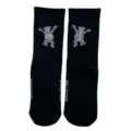 Black crew socks with dancing bear pattern, casual streetwear style, trendy couple socks. - 36-43 / WE Bear (Black)