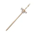Gold sword shaped hair stick intricate hilt hairpin accessory for ancient style Hanfu COS - Silver