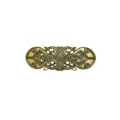 Detailed closeup of retro Viking metal hair barrette with intricate Celtic knotwork design. - D-1226 Antique Bronze