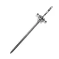 Silver metal sword hair stick, vintage hairpin for Hanfu and cosplay styling detail view. - Gunmetal