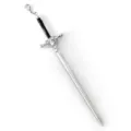 Vintage sword hair stick with rhinestone pendant, classical metal hairpin for women styling. - Silver & White