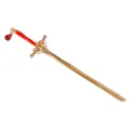 Gold sword hair stick with red crystal pendant, ancient Chinese style hair accessory. - Gold and Red