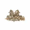 Detailed shot of retro Viking Celtic dragon metal hair pin, vintage bronze hair accessory - D-271 Gold