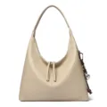 Beige genuine leather shoulder bag casual underarm hobo bag stylish commuter tote - Apricot
