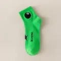 Green ankle skate socks with embroidered 8-ball design and stylish streetwear side logo. - One Size / Black 8 Embroidery - Bright Green