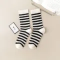 Black and white striped mid-calf socks breathable mesh casual retro style product variant - 35-41 / Mesh Black Stripes