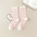 Pink and white striped mesh breathable mid-calf socks for women summer thin cotton cute socks - 35-41 / Mesh Pink Stripes