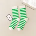 Breathable mesh striped mid-tube socks for women and men, retro summer candy color style. - 35-41 / Mesh Green Stripes
