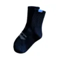 Black crew socks for men, pure cotton breathable Japanese streetwear style socks with custom print. - 39-44 / Black