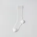 White ribbed mid-calf socks for women, lightweight spring and summer daily breathable hosiery - 36-44 / White