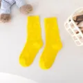 Yellow Floral Jacquard Knit Mid-Tube Socks Cozy Winter Cotton Warm Floor Socks Variant - One Size / Back-Wearing Yellow Small Flowers