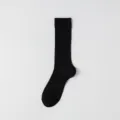 Classic black ribbed mid-tube socks for women, comfortable daily wear basic knit hosiery. - 36-44 / Black