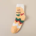 Thickened coral fleece Christmas socks for women, warm fluffy winter sleep socks with non-slip grip. - One Size / Gingerbread Man