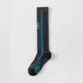 Compression sports socks in dark grey with blue and green stripes for training running. - 35-41 / Calf Tennis Compression Socks - Dark Grey