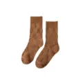 Gemütliche braune Socken für Herbst und Winter mit süßem Frottee-Bärenmuster. Warm und weich. - Einheitsgröße / Rückwärtig zu tragender brauner Bär