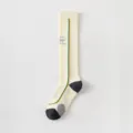 Breathable sports compression tube socks for women, cream white with green orange stripes variant. - 35-41 / Calf Tennis Compression Socks - Off-White