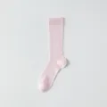 Pink ribbed mid-calf socks, simple sweet style, daily casual wear, comfortable knit hosiery. - 36-44 / Light Pink
