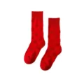 Rote gemütliche Winter Crew Socken für Damen und Herren, dicke Frottee warme Freizeitsocken. - Einheitsgröße / Rückwärtig zu tragende rote Punkte