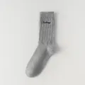 Herren graue Baumwoll Crew Socken mit Stickerei lässige atmungsaktive Sportsocken Alltag - Einheitsgröße 37-43 / Grau