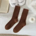 Brown speckle knit crew socks for women winter warm casual daily wear stylish mid calf socks - 36-40 / Wool Nep Yarn - Coffee