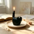 Black gesture scented candle creative hand shape sculpture home decor aromatherapy ornament gift - Black