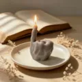 Hand gesture scented candle home decor, unique creative wax sculpture ornament for gift. - Gray