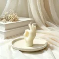 Handmade white OK gesture scented soy wax candle for home decor and cozy ambient gift. - OK Gesture White / Box Size