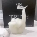 White hand gesture scented candle home decor personalized finger sculpture wax ornament gift - White