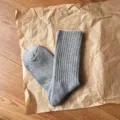 Grey Ribbed Cotton Mid-Calf Socks Casual Striped Thickened Winter Warm Socks Variant - One Size / Coarse Knit Brushed - Grey