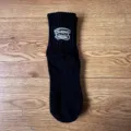 Black short cotton socks with ribbed cuff and stylish letter print for spring and summer. - Japanese Style Silicone Printed Ankle Socks - Black