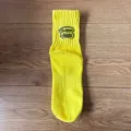 Solid color yellow short cotton socks with stylish letter print for minimalist daily casual wear. - Japanese Style Silicone Printed Ankle Socks - Yellow