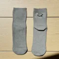Grey cotton crew socks for women men cute melting smiley face casual socks spring summer - One Size / Gray