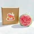 Watermelon scented candle, handmade ice crack wax fruit shape desktop decor gift variant. - Circular Model A (13x13x5cm)