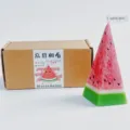 Handmade watermelon scented candle with ice crack texture, cute summer desktop decor ornament. - Penta-Cone Model (15x8x8cm)