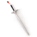 Sword hair stick with red gemstone pendant classical metal hairpin bun hair accessories - Silver + Red