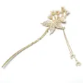 Goldener Blumen Haarnstab mit Perlen Quaste, elegante vintage Hanfu Haarschmuck. - F-33 Stil 2