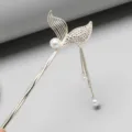 Élégant bâton de cheveux queue de sirène avec perles et pompon strass variante. - F-28 Style 1