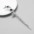 Epingle a cheveux metallique style gothique retro avec pierre precieuse noire accessoire. - F40 1