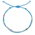 Bohemian style hand-woven blue wax thread anklet featuring vibrant multi-color beads - Blue