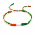 Handmade woven friendship bracelet with green white orange flag colors and beads - Ireland