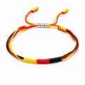 Handmade braided friendship bracelet in Germany flag colors with metallic bead accents - Germany belgium