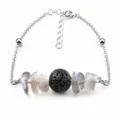 Bracciale in pietra lavica naturale e scaglie di cristallo per oli essenziali - Labradorite