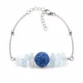 Bracciale a catena in argento con pietra lavica blu e perle di cristallo - Acquamarina