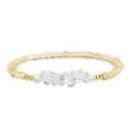 Naturstein-Armband mit weißen Kristall-Splittern und Goldperlen, eleganter Stil - Citrin
