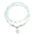 Double-layer natural Amazonite beaded bracelet with white pearls and silver accents - Amazonite