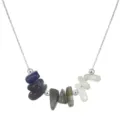 Handcrafted raw stone necklace featuring kyanite and amethyst on silver chain - New Beginnings